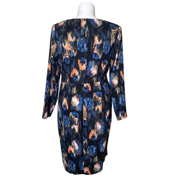 NYDJ Black Melting Ikat Twist Front Dress, Long Sleeves Women's Size 16 - Picture 7 of 13